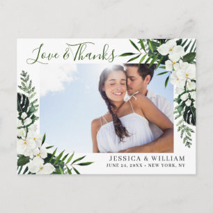 Elegant White Orchids Bohemian Wedding Thank You Postcard