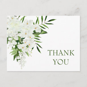 Elegant White Orchids Bohemian Wedding Thank You Postcard