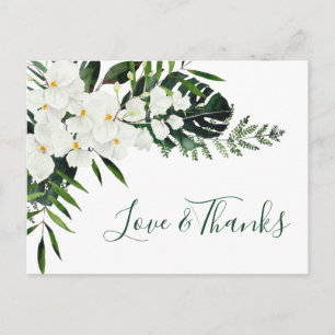 Elegant White Orchids Bohemian Wedding Thank You Postcard