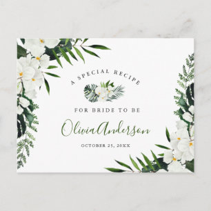 Elegant White Orchids Bridal Shower Recipe Card