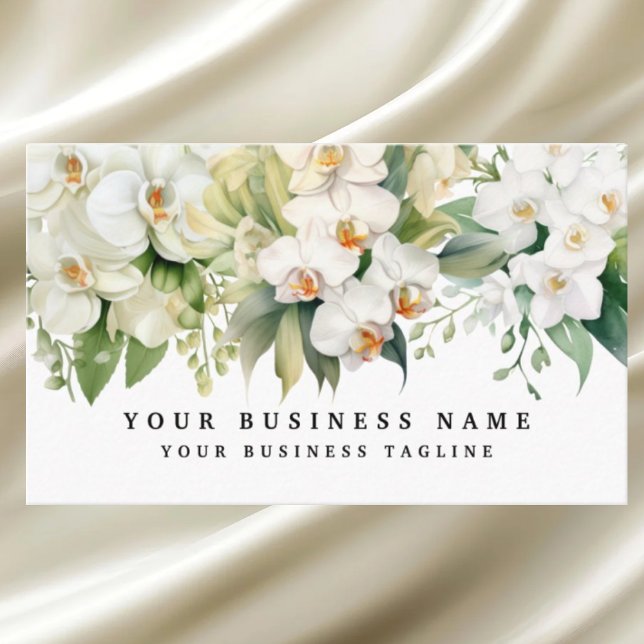 Elegant White Orchids Flowers Floral  Business Card (Creator Uploaded)
