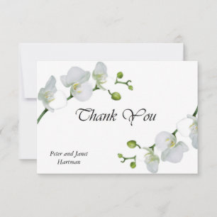 Elegant white orchids   thank you card