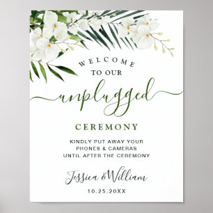 Elegant White Orchids Unplugged Wedding Ceremony Poster