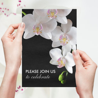 Elegant White Orchids Wedding/Any-Occasion Invites