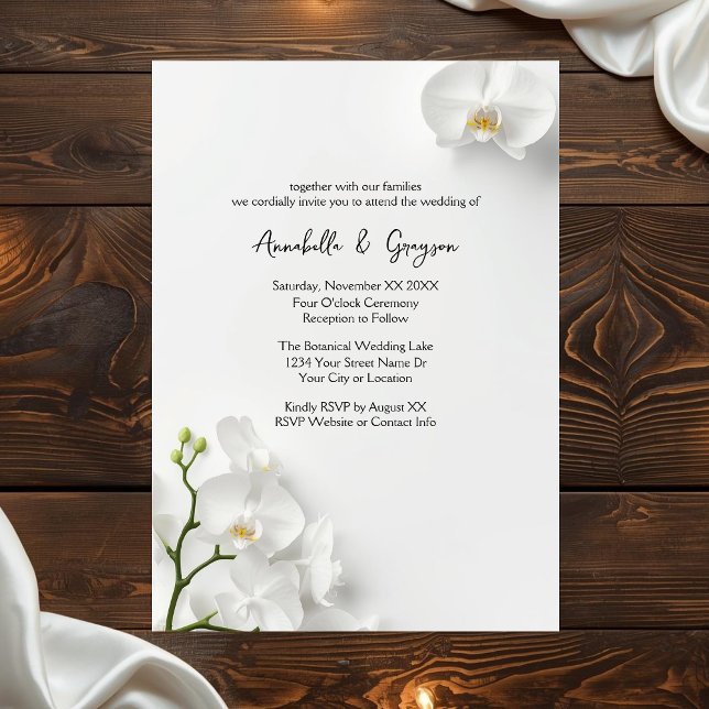 Elegant White Orchids Wedding Invitation (Creator Uploaded)