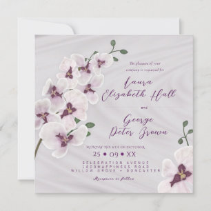 Elegant white orchids wedding invitation Card