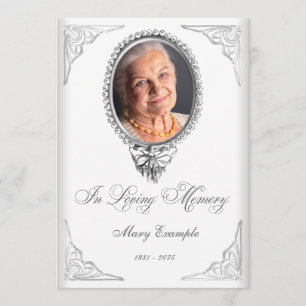 Elegant White Order of Service Mourning Cards