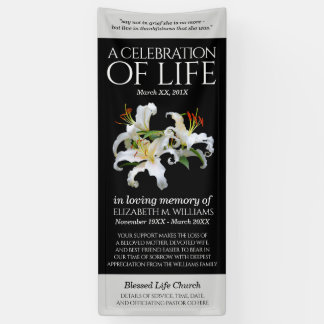 Elegant White Oriental Lilies Celebration of Life Banner