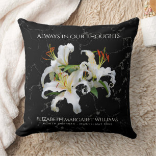 Elegant White Oriental Lilies Celebration of Life Cushion