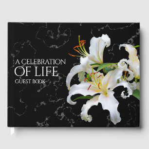 Elegant White Oriental Lilies Celebration of Life Guest Book