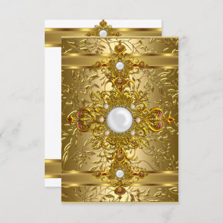 Elegant White Ornate Rich Gold Birthday Party Invitation