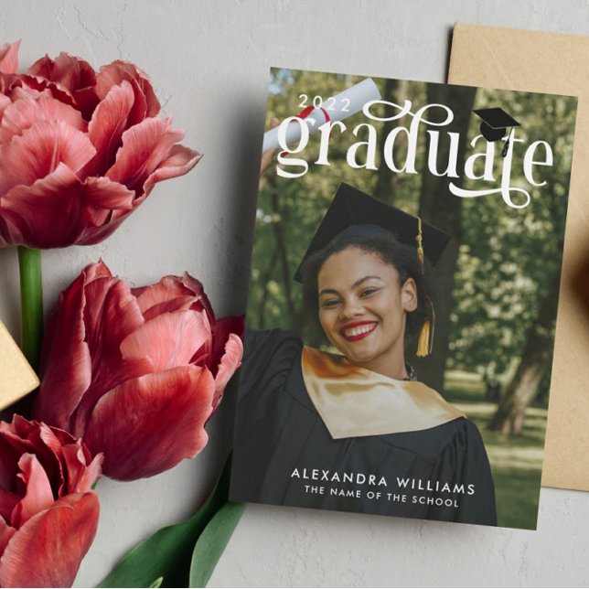 Elegant White Overlay Photo Graduate Invitation (Creator Uploaded)