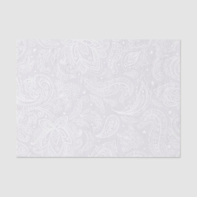 Elegant White Paisley Lace Tissue Paper (Front)