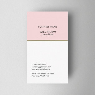 Elegant White Pale Pink Copper Line Consultant Business Card