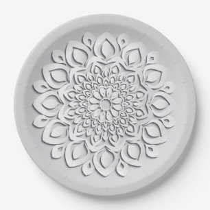 Elegant White Paper Cut Mandala Plate