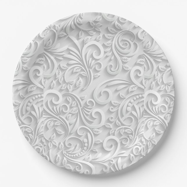 Elegant White  Paper Plate (Front)
