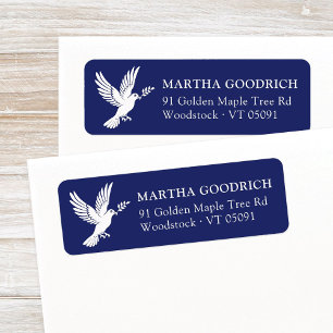 Elegant White Peace On Earth Dove Return Address