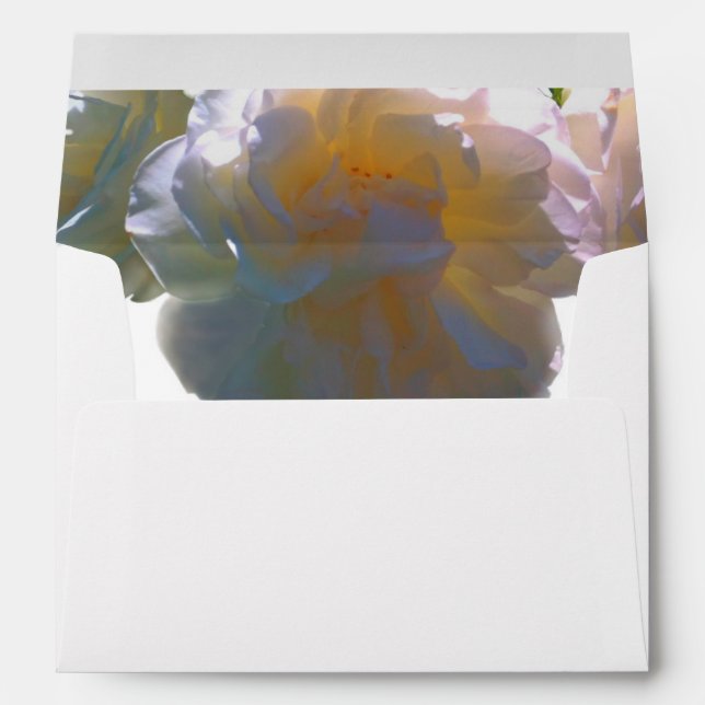 Elegant white peach florals white roses  envelope (Back (Bottom))