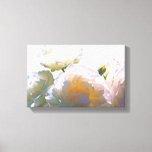 Elegant white peach orange blush roses canvas print