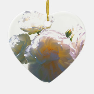 Elegant white peach orange blush roses ceramic tree decoration