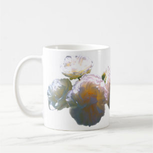 Elegant white peach orange blush roses coffee mug