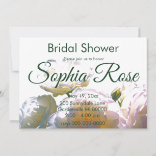 Elegant white peach orange blush roses invitation