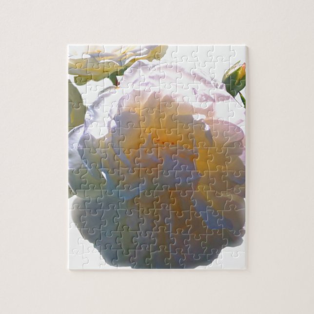Elegant white peach orange blush roses jigsaw puzzle (Vertical)