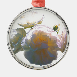 Elegant white peach orange blush roses metal tree decoration