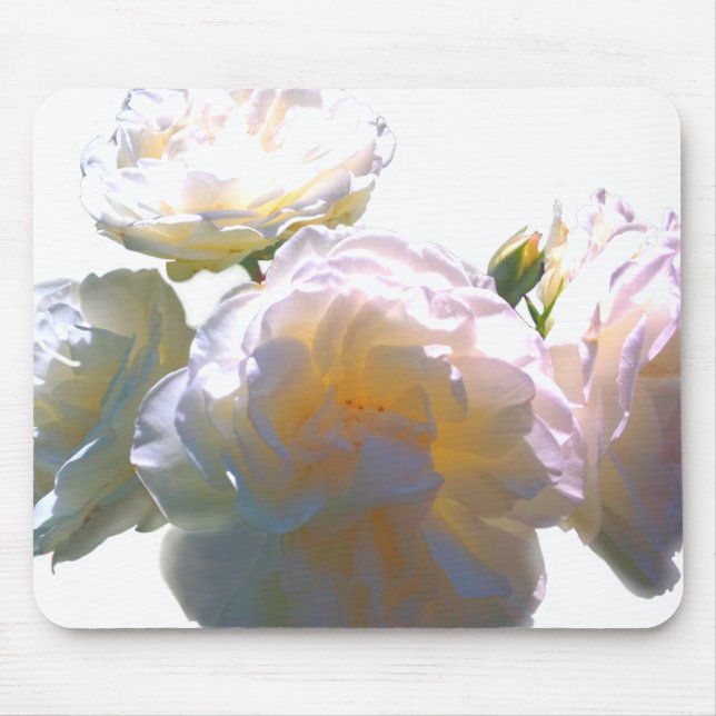Elegant white peach orange blush roses mouse mat (Front)