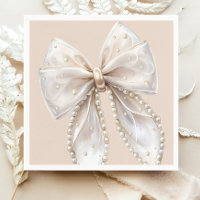 Elegant White Pearl Bow Baby Shower