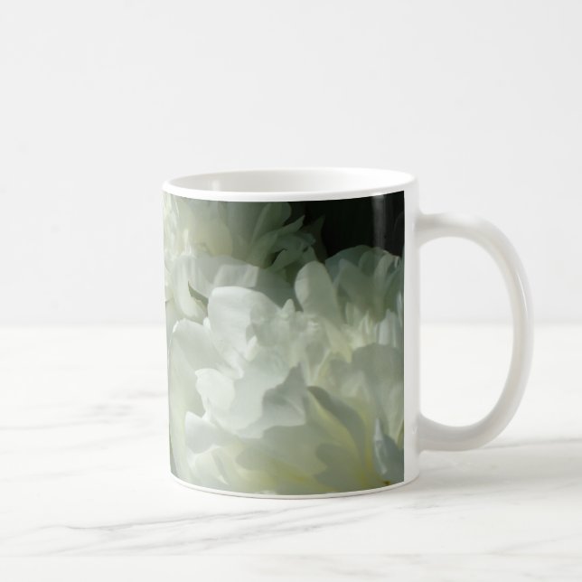 Elegant white peony floral white flower photo coffee mug (Right)