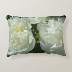 Elegant white peony floral white flower photo decorative cushion