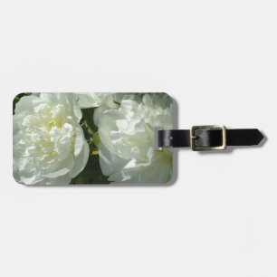 Elegant white peony floral white flower photo luggage tag
