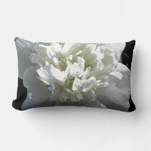 Elegant white peony floral white flower photo lumbar cushion