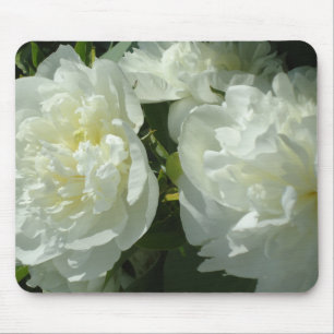 Elegant white peony floral white flower photo mouse mat
