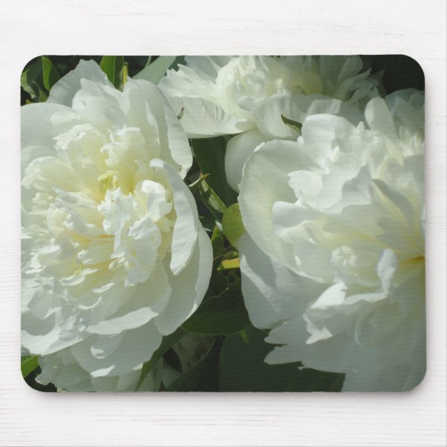 Elegant white peony floral white flower photo mouse mat (Front)