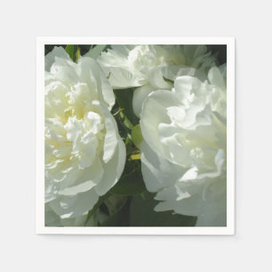 Elegant white peony floral white flower photo napkin