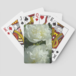 Elegant white peony floral white flower photo playing cards