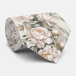 Elegant White Peony Tie