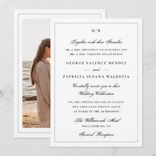 Elegant White Photo Monogram Wedding Invitation