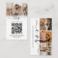 Elegant White Photo Monogram Wedding QR Code RSVP