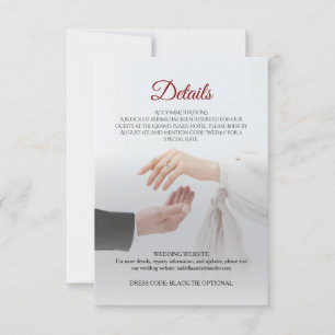 Elegant White Photo Wedding Details Card Rings