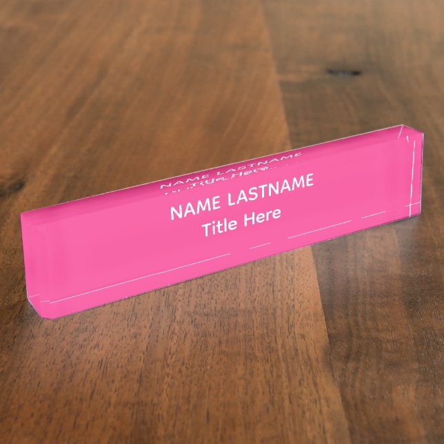 Elegant white & pink custom name Desk Nameplate (Side)