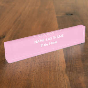 Elegant white & pink custom name Desk Nameplate