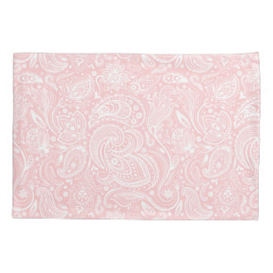 Elegant White & Pink Floral Paisley Pattern Pillowcase