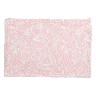 Elegant White & Pink Floral Paisley Pattern Pillowcase