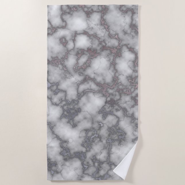 Elegant White Pink Marble Beach Towel (Front)