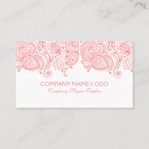Elegant White & Pink Paisley Lace Appointment Card