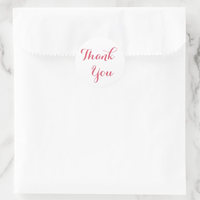 Elegant White Pink Party Wedding Favours Thank You Classic Round Sticker (Bag)