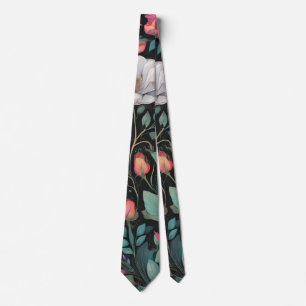 Elegant White Pink Rose  Tie
